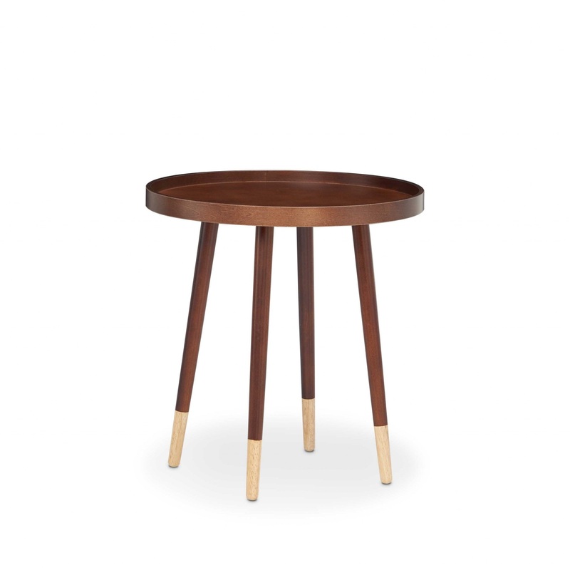 Walnut Wood Veneer End Table By Homeroots