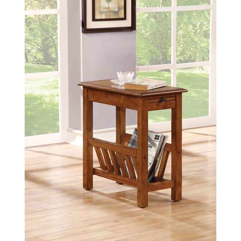 Warm Honey Brown Wooden Magazine Rack Side Table By Homeroots