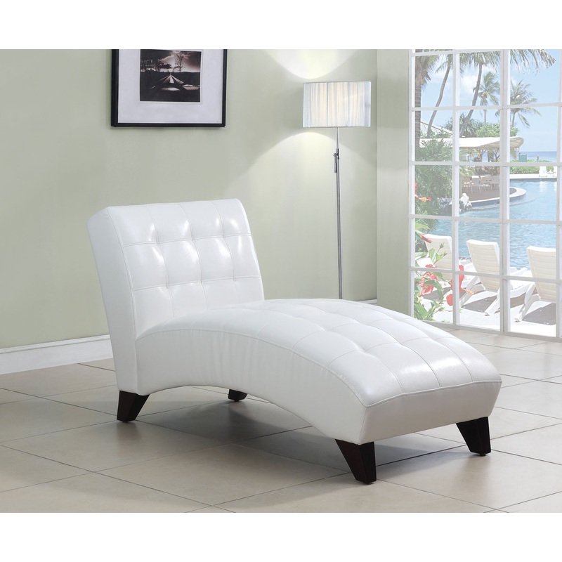 White Faux Leather Chaise Lounge Chair By Homeroots