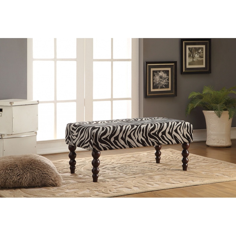 Zebra Fabric And Rubber Wood Bench By Homeroots