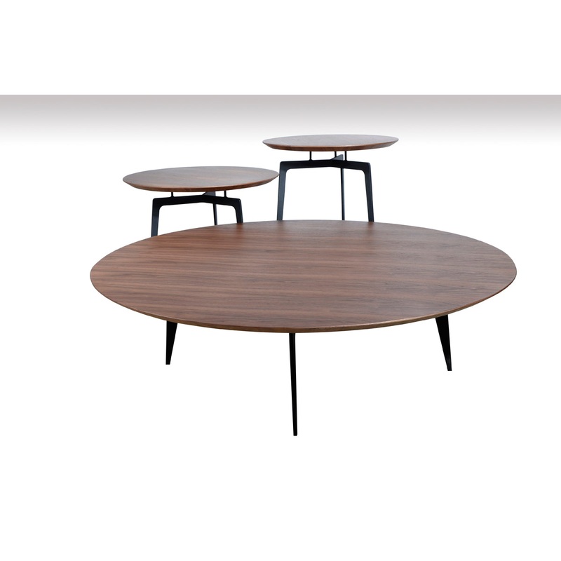 11' Walnut Veneer and Metal Coffee Table Set By Homeroots