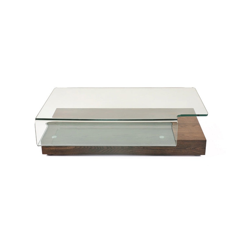 13" Elm Veneer and Glass Coffee Table By Homeroots