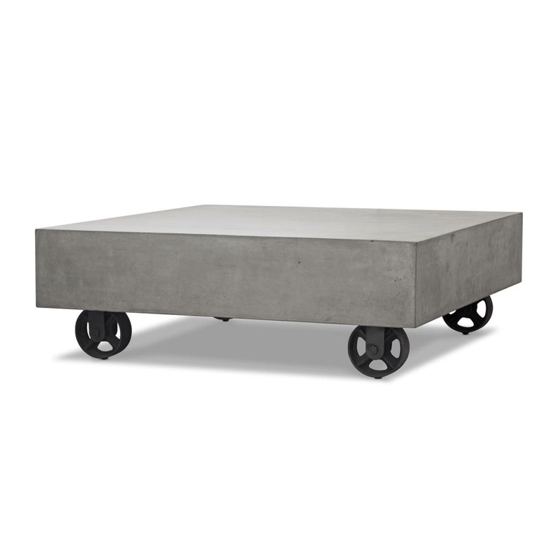 14' Concrete and Metal Coffee Table By Homeroots