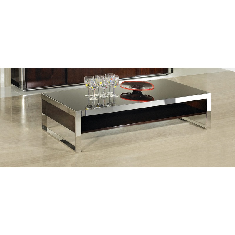 14" Ebony Lacquer MDF and Steel Coffee Table By Homeroots