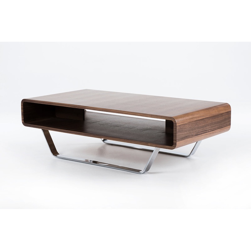 14' Walnut Veneer and Steel Coffee Table By Homeroots