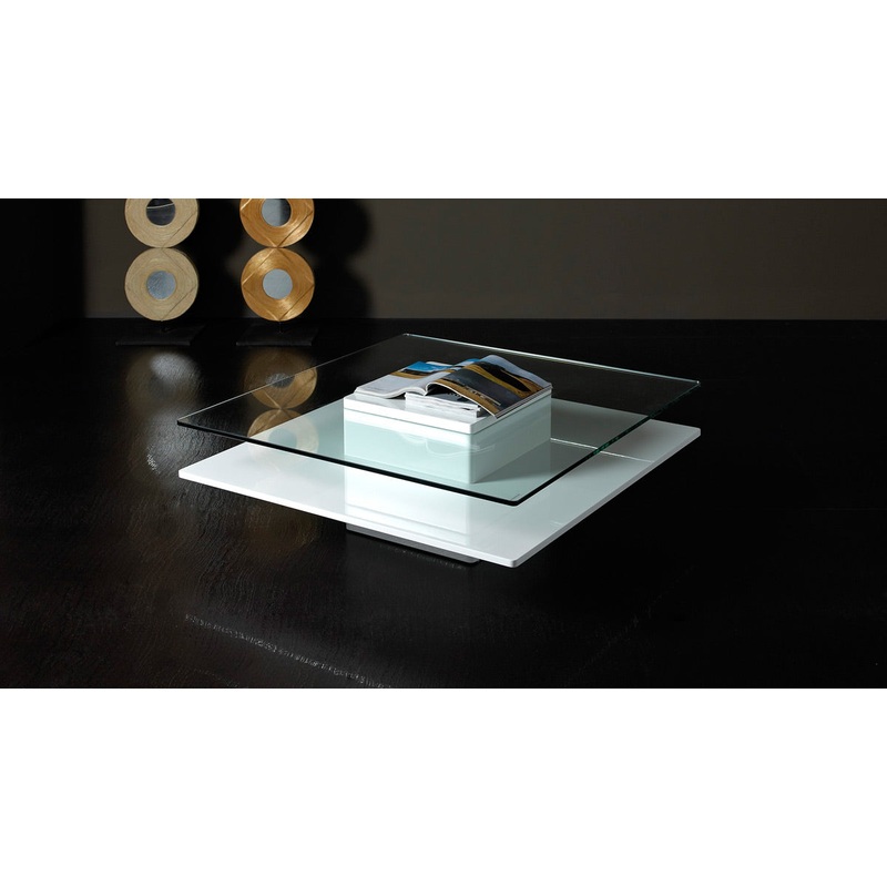 14' White MDF and Glass Coffee Table By Homeroots
