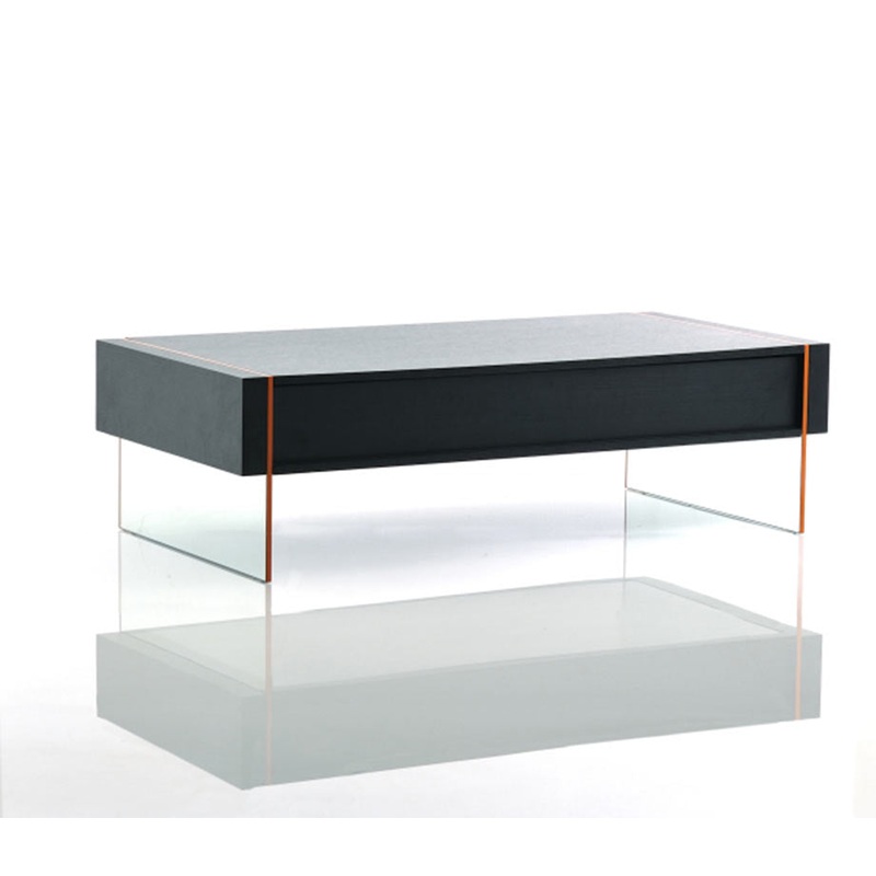 15' Black MDF and Glass Floating Coffee Table By Homeroots