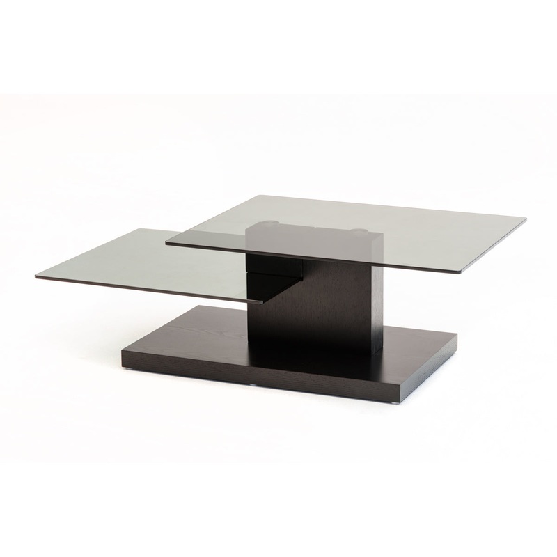 15' Black Oak MDF and Glass Coffee Table By Homeroots