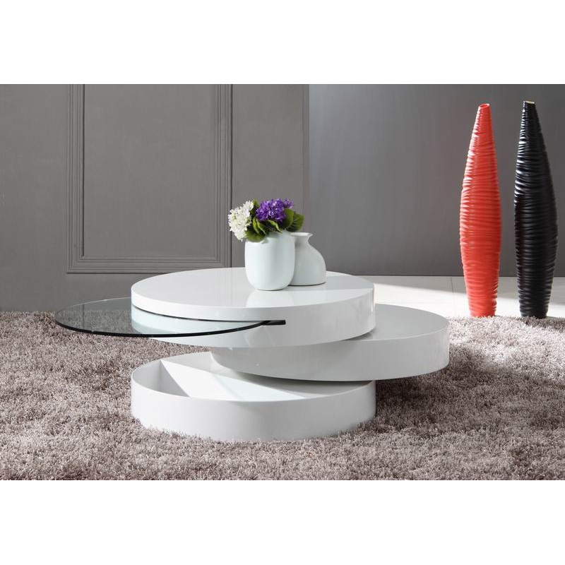 15' MDF and Glass Swivel Coffee Table By Homeroots