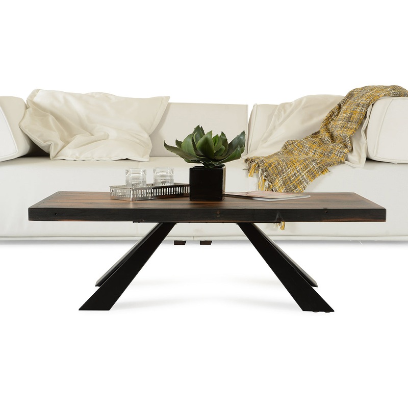 15' Ship Wood and Metal Coffee Table By Homeroots