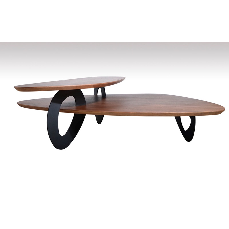 15' Walnut Veneer and Metal Coffee Table By Homeroots