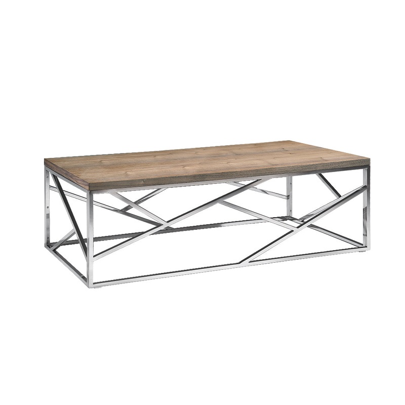 15' Walnut Veneer and Steel Coffee Table By Homeroots