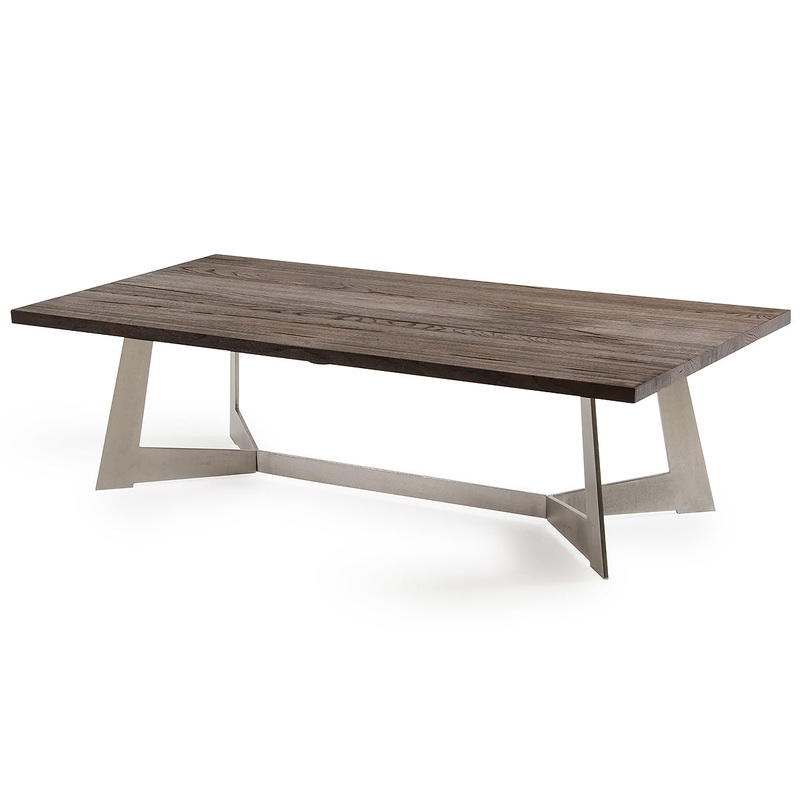 16' Dark Aged Oak Wood Veneer and Steel Coffee Table By Homeroots