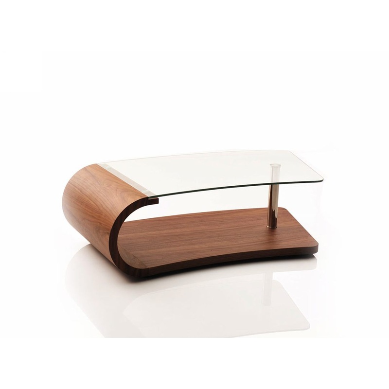 16' Walnut Veneer MDF and Glass Coffee Table By Homeroots