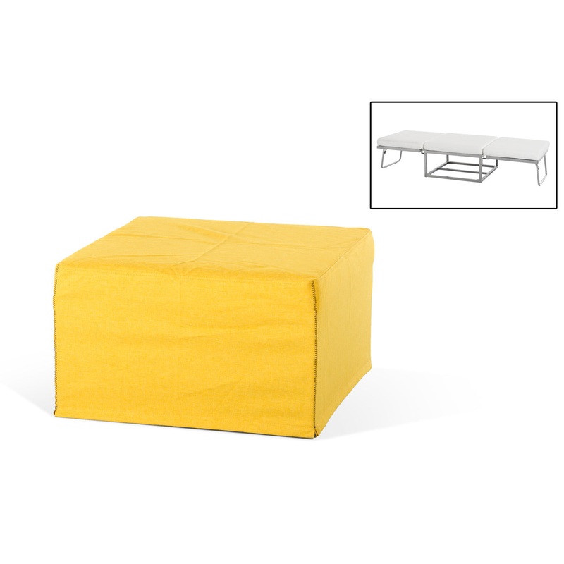 17' Yellow Fabric and Steel Ottoman Sofa Bed By Homeroots