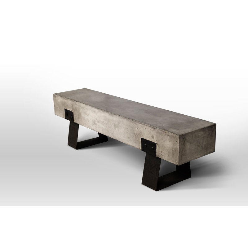 18' Concrete and Metal Bench By Homeroots