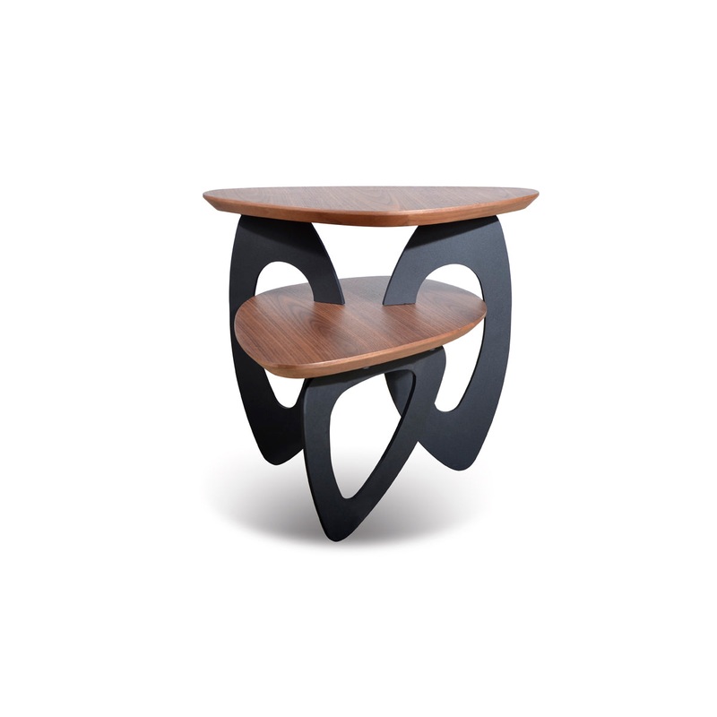 19' Walnut Veneer and Metal End Table By Homeroots - 282753