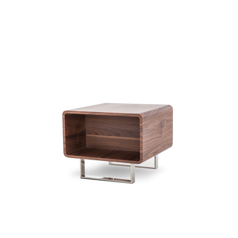 19' Walnut Veneer and Steel End Table By Homeroots