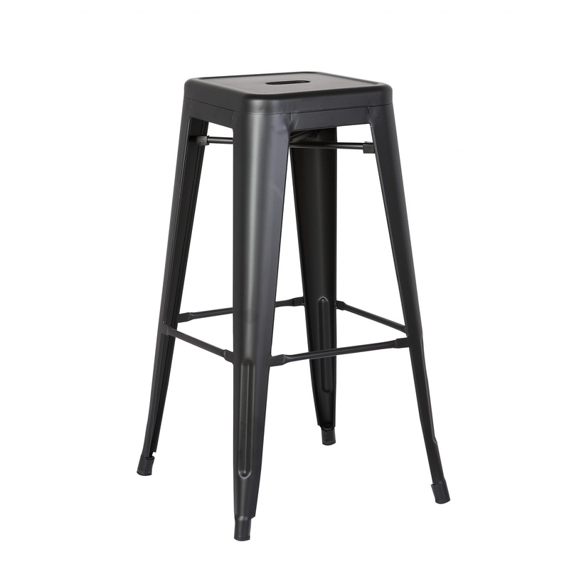 30" Matte Black Backless Metal Barstool With a Set of 2 By Homeroots