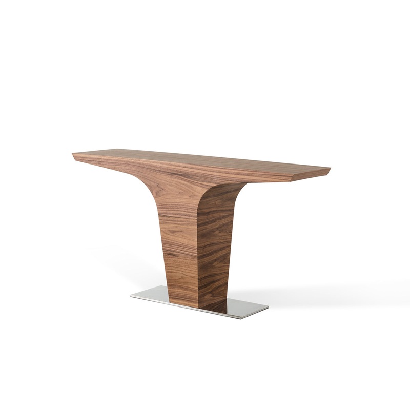 30' Walnut Veneer and Steel Console Table By Homeroots