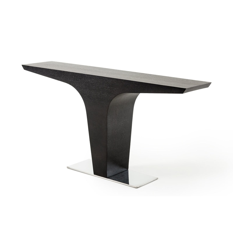 30' Wenge Veneer and Steel Console Table By Homeroots