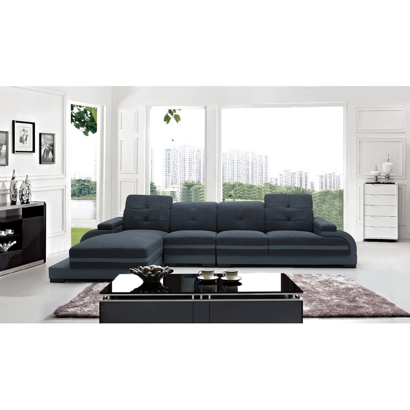 32' Bonded Leather Fabric and Wood Sectional Sofa By Homeroots