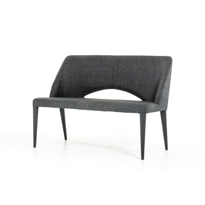 32' Dark Grey Fabric and Metal Bench By Homeroots