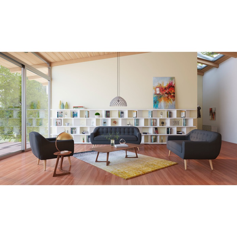 34" Grey Fabric Foam and Wood Sofa Set By Homeroots