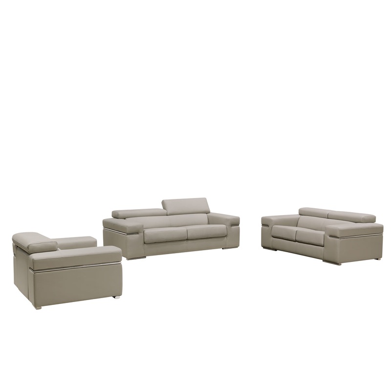 34' Light Grey Bonded Leather Foam Wood and Steel Sofa Set By Homeroots