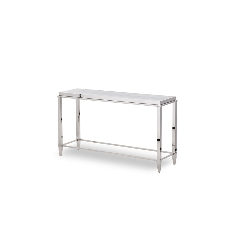 34' Stainless Steel and Glass Console Table By Homeroots