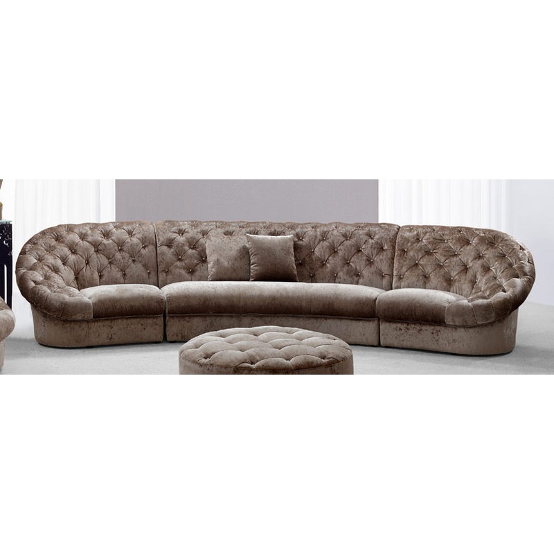 35" Beige MDF and Velour Sectional Sofa By Homeroots