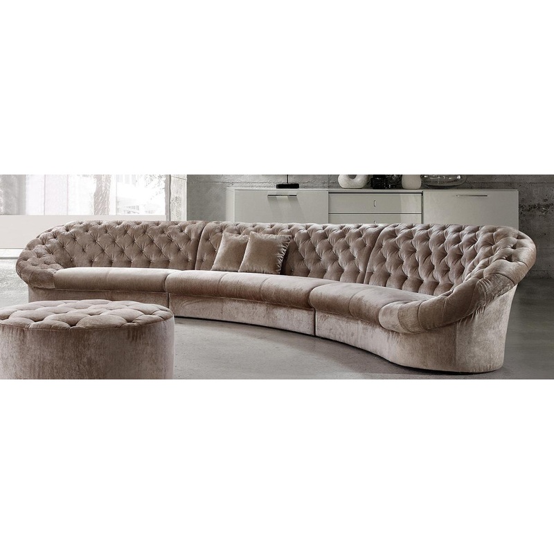35' MDF and Velour Sectional Sofa By Homeroots