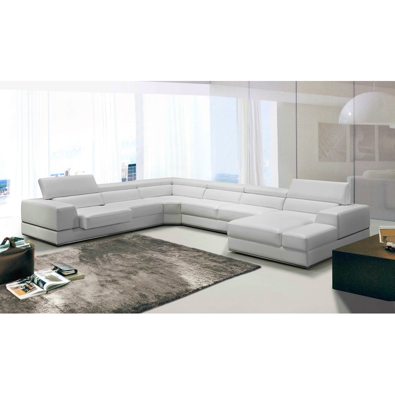 36' White Bonded Leather Foam and Steel Sectional Sofa By Homeroots