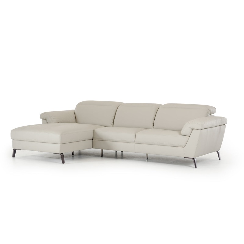 37' Light Grey Eco Leather Foam Steel and Wood Sectional Sofa By Homeroots