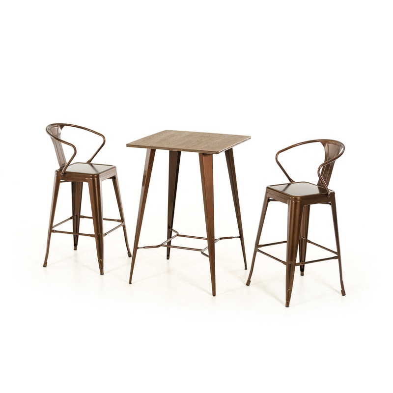 41' Copper and Wood Bar Table By Homeroots