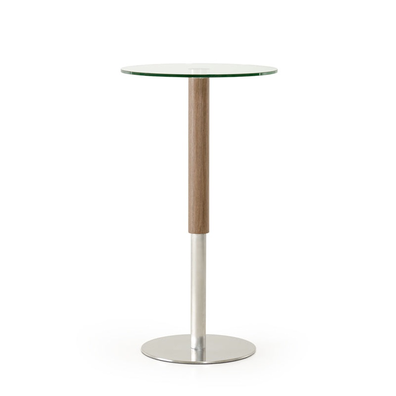 44' Veneer Glass and Steel Round Bar Table By Homeroots