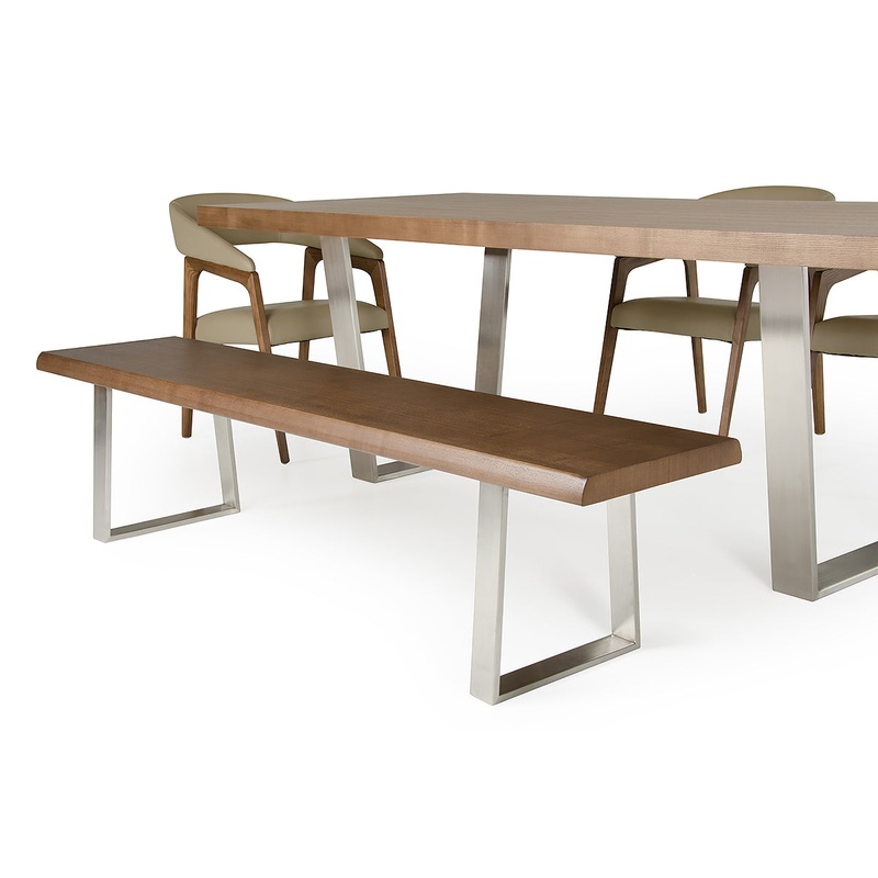 71' Modern Walnut Wood Finish Chrome Leg Bench By Homeroots