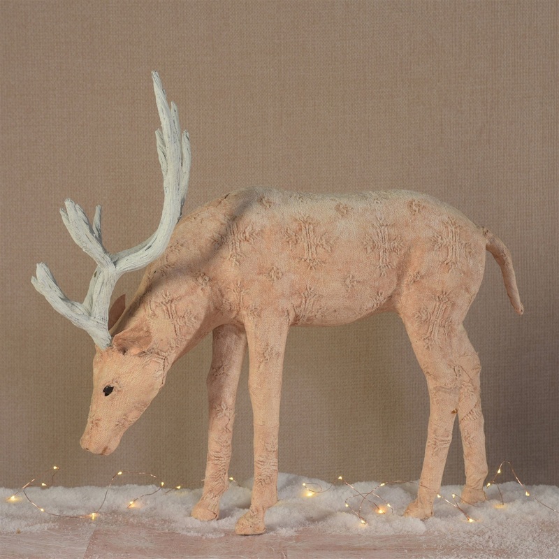 Blush Stag Grazing- Ex Large - Stonewashed Pink By HomArt