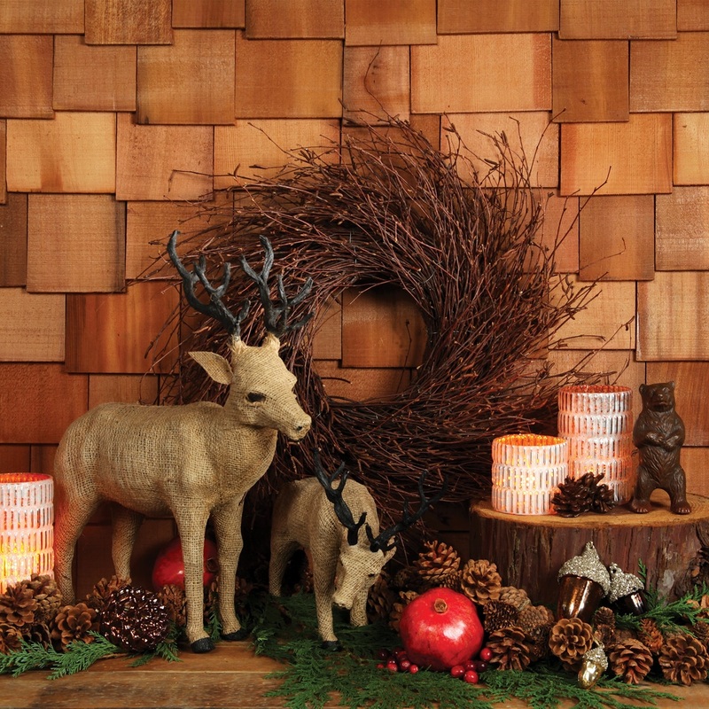 Burlap Stag Head Up - Large - Natural By HomArt