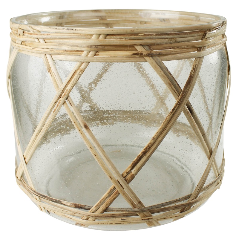 Cairo Hurricane, Glass & Rattan - Large By HomArt