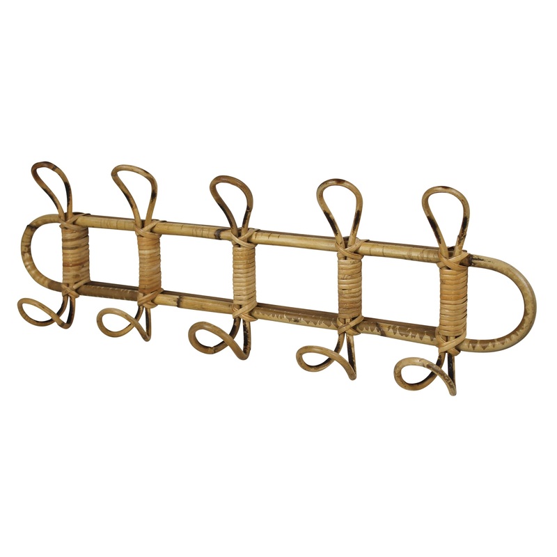 Cairo Wall Hook, Rattan  - 5 Hook By HomArt
