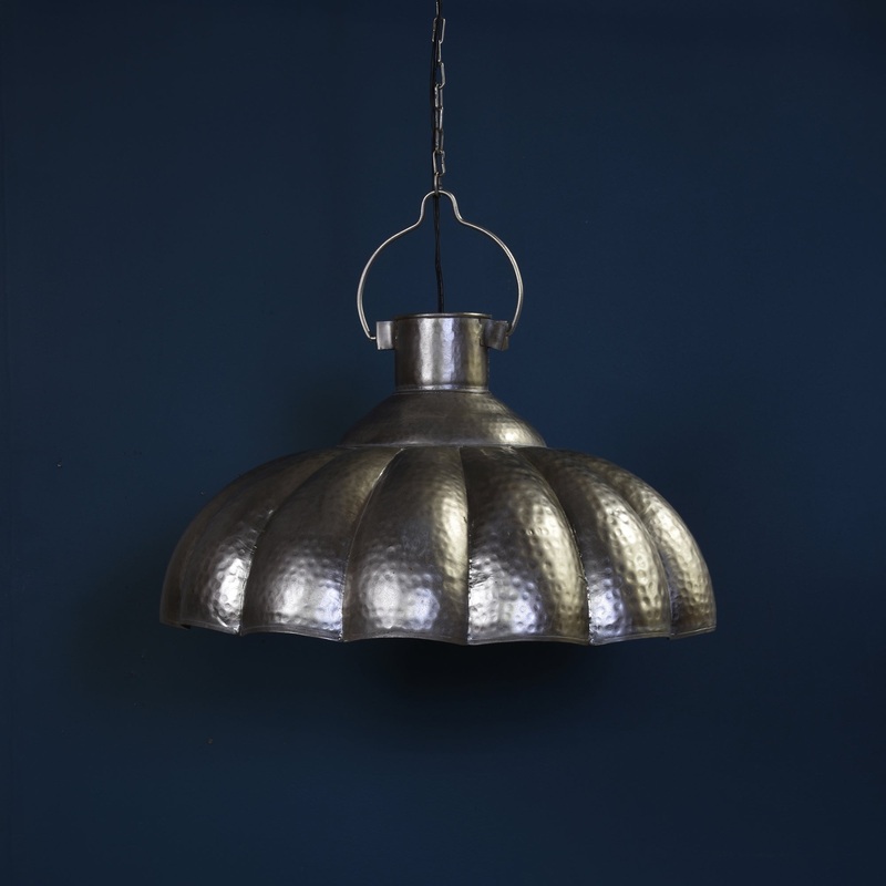 Farrah Scalloped Pendant Lamp - Antique Nickel By HomArt