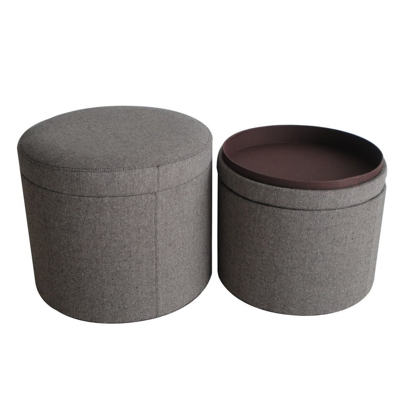 Gray Tweed Storage Ottoman By Homeroots