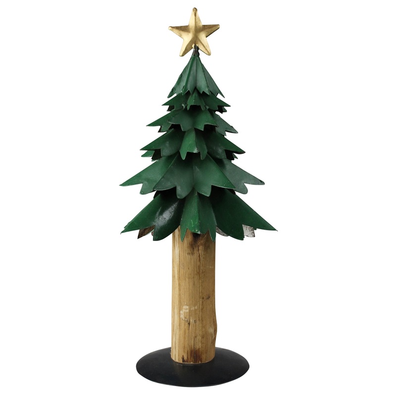 Purdy Tree, Metal with Wood Trunk By HomArt