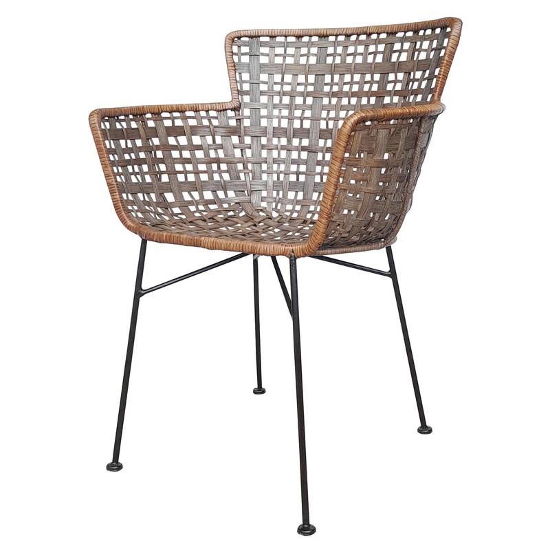 Balboa Arm Chair, Iron & Rattan By HomArt
