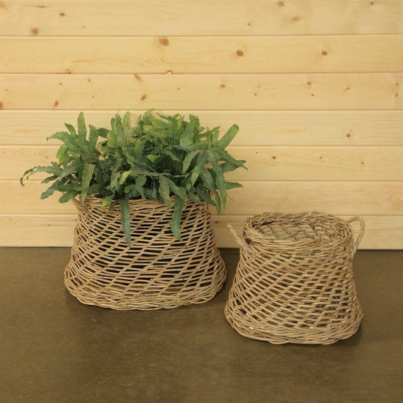 Coronado Rattan Oval Basket - Set of 2 - Rustique Grey By HomArt