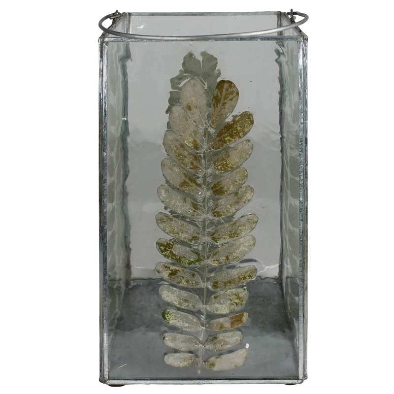 Enameled Hurricane, Green Leaf - Large Square Set Of 3 By HomArt
