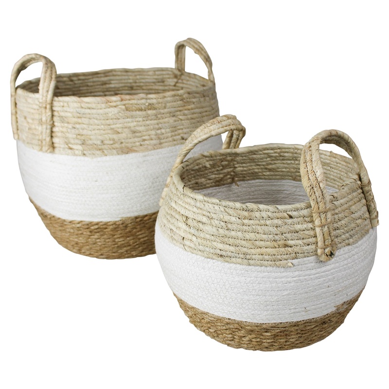 Gideon Grass and Cotton Baskets - Set/2 By HomArt