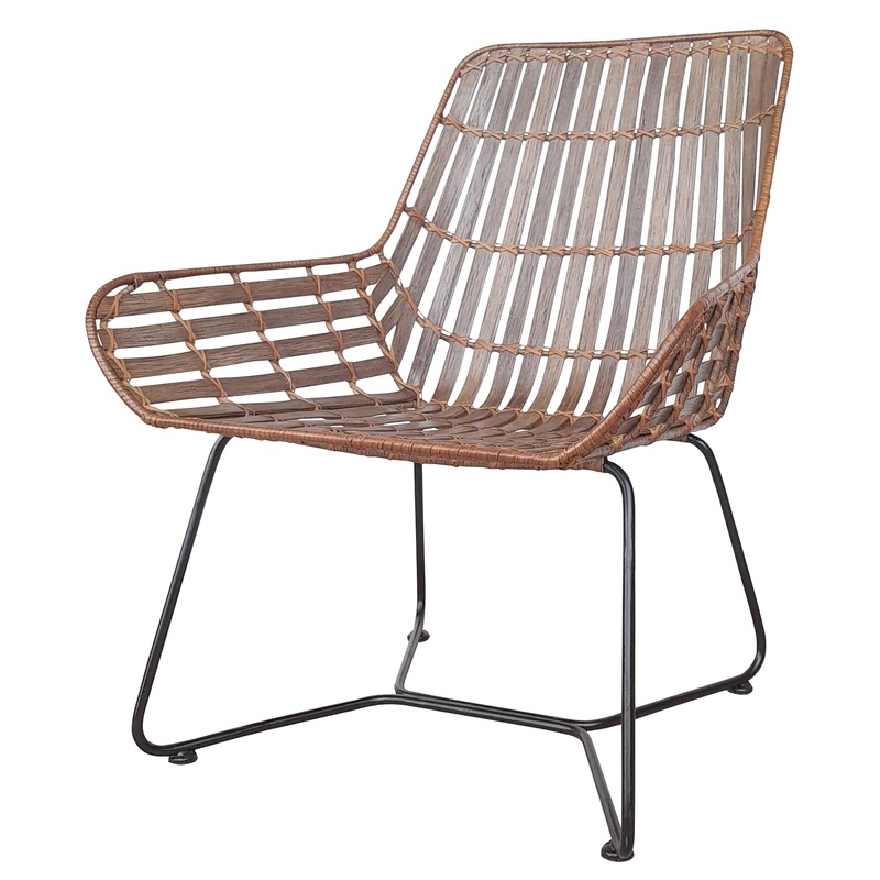 Hermosa Lounge Chair, Iron & Rattan By HomArt