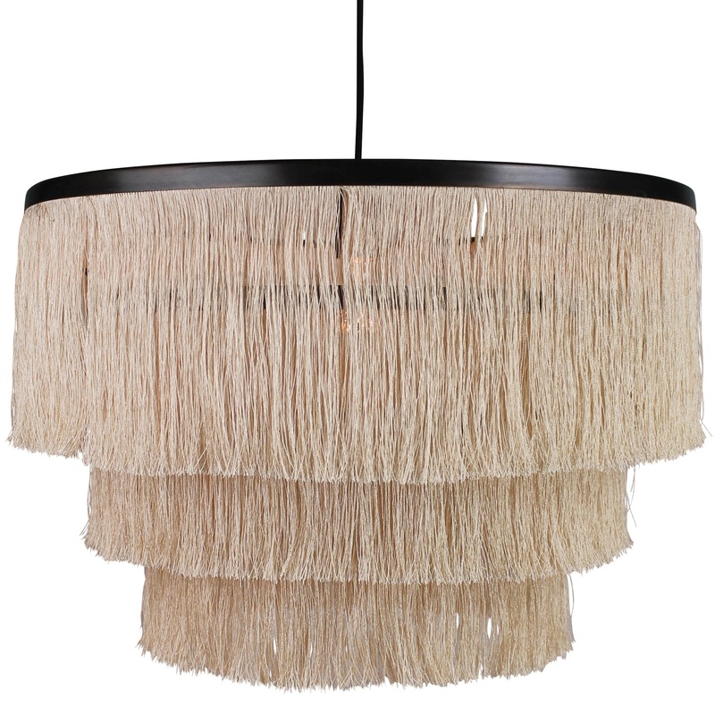 Josephine Fringe Pendant, Three Tier By HomArt